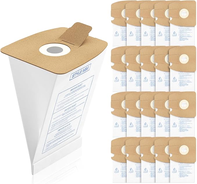 20 Pack Style MM Vacuum Bags Compatible with Eureka Style MM Eureka Mighty Mite 3670 and 3680 Series Canister Vacuums